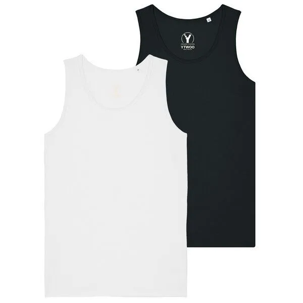 YTWOO YTWOO 2x Regular Herren Tanktop, Schwarz-weiß, – Produktbild 1 von 2