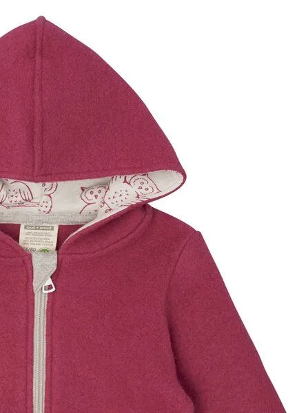 loud + proud loud + proud Babys & Kinder Wollfleece-Jacke mit Kapuze, GOTS-zertifiziert, Rouge(pink), – Produktbild 3 von 3