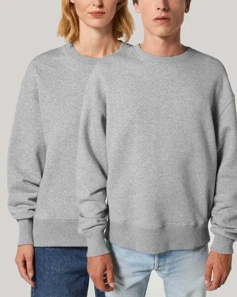 YTWOO YTWOO Lässiges Sweatshirt in Bio-Qualität, Pullover, Sweater, Unisex, Hellgrau meliert, – Produktbild 2 von 4