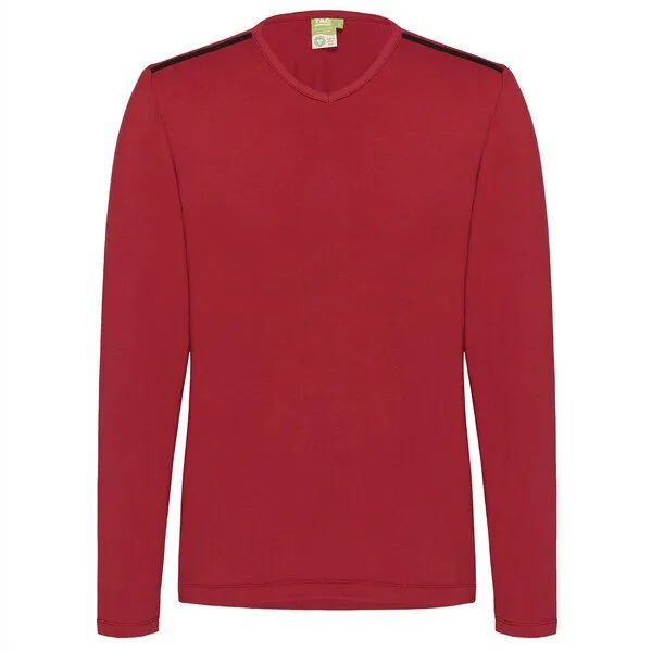 TAO Sportswear TAO Sportswear Langarm Herren Freizeitshirt ECKY aus Bio-Baumwolle, Rot, – Produktbild 1 von 3