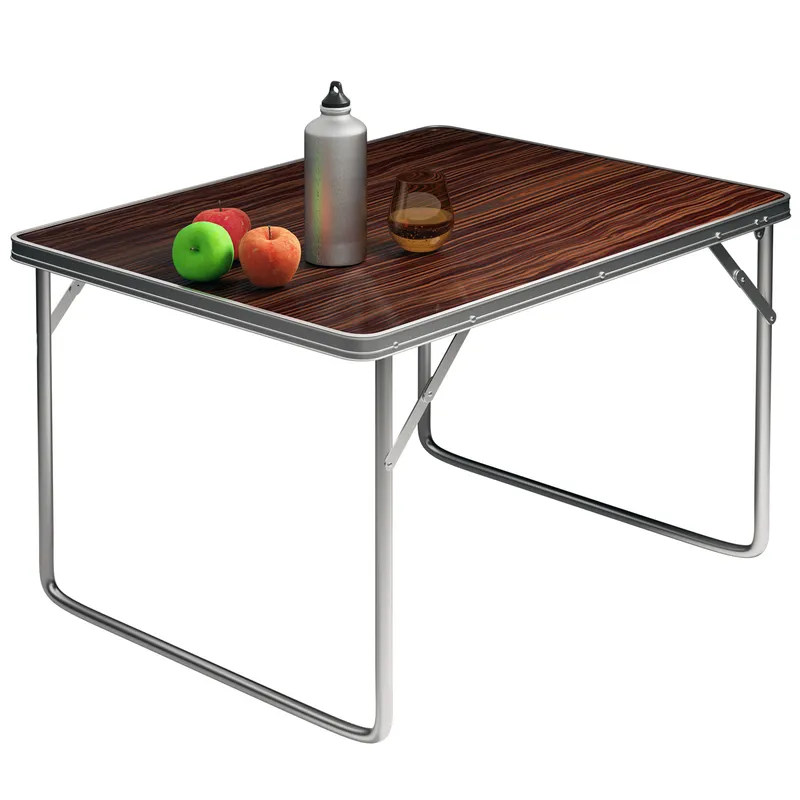 Casaria® Campingtisch Holzoptik Alu 80x60x70cm klappbar, Braun, – Produktbild 1 von 2