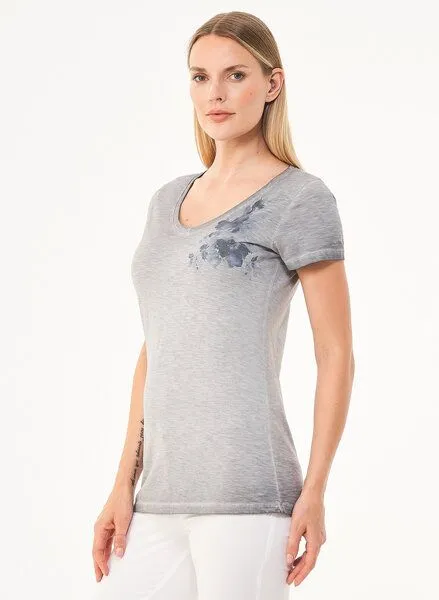 ORGANICATION ORGANICATION Cold Pigment Dyed T-Shirt aus Bio-Baumwolle mit Print, Grau(shadow), – Produktbild 3 von 4