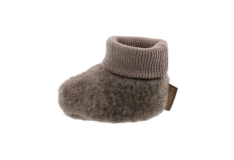 Maximo Maximo GOTS BABY-Schuhe, Wollfleece Strickbund Krabbelschuh, Braun, – Produktbild 3 von 4