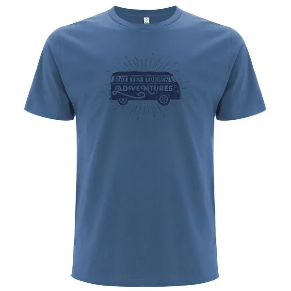 Spreecult Spreecult Bulli - Bio und Fair - Männer Unisex T-Shirt - Van Vanlife Bus Outdoor, Blau, – Produktbild 1 von 2
