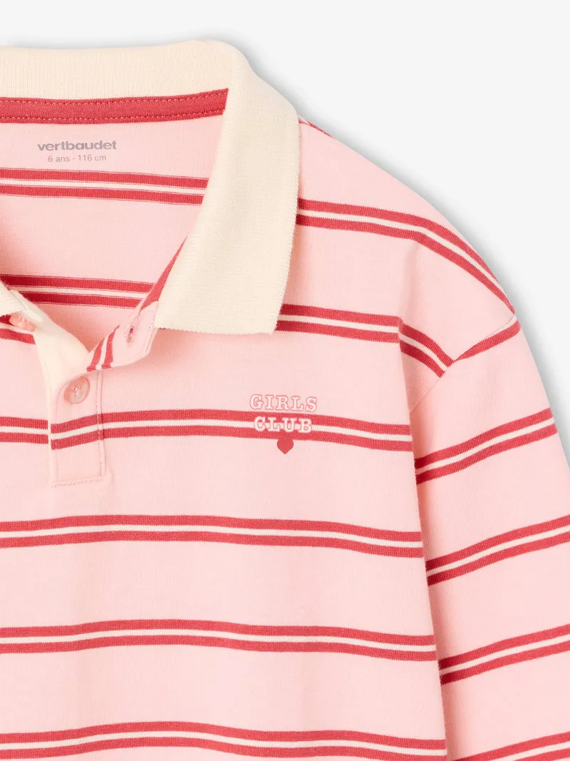 Vertbaudet Gestreiftes Poloshirt Mädchen, Bonbon rosa, – Produktbild 3 von 3