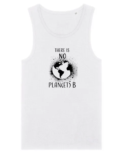Human Family Human Family Herren Sommer Tanktop aus Bio Baumwolle "Wake - No Planet B", Weiss, – Produktbild 1 von 2