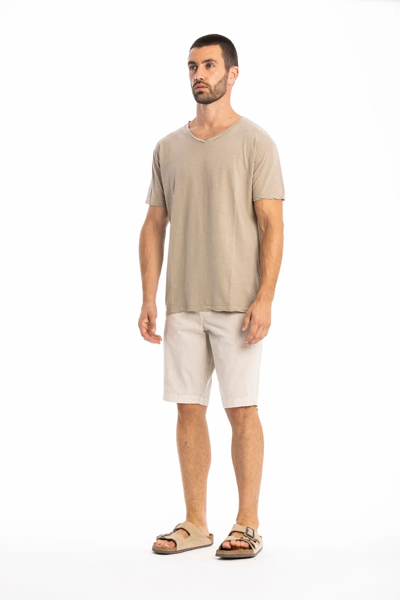RAVENS VIEW IBIZA RAVENS VIEW IBIZA Herren vegan T-Shirt Azure V-Ausschnitt Stein, Beige, – Produktbild 1 von 2