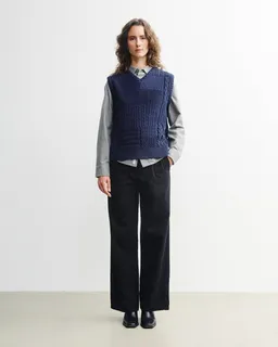 Rotholz Rotholz Damen vegan Gestrickte Weste Im Patchwork-Stil, Dunkelblau – Produktbild 1 von 1