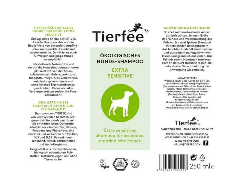 Tierfee Tiershampoo Hunde-Shampoo Sparpaket - Extra Senitiv + Längeres Haar - 2x 250 ml, 500 ml, ökologisch – Produktbild 3 von 4