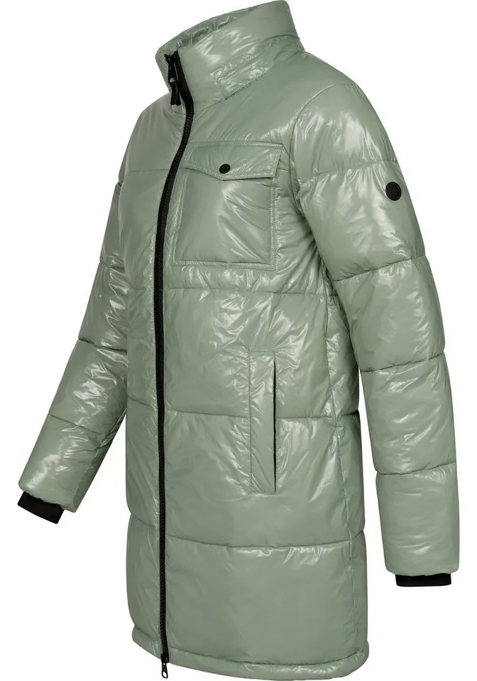ragwear ragwear Wintermantel Roobie Long super stylischer, gänzender Damen Steppmantel, Grün, – Produktbild 4 von 4