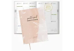TOBJA Buchkalender Buchkalender 2027 Wochenplaner rosa Aquarell OptiPlaner Rosé FSC, Aquarell-Design altrosa, 30-Min-Taktung, 18,5x26 cm, FSC, 4-sprachig – Produktbild 1 von 1
