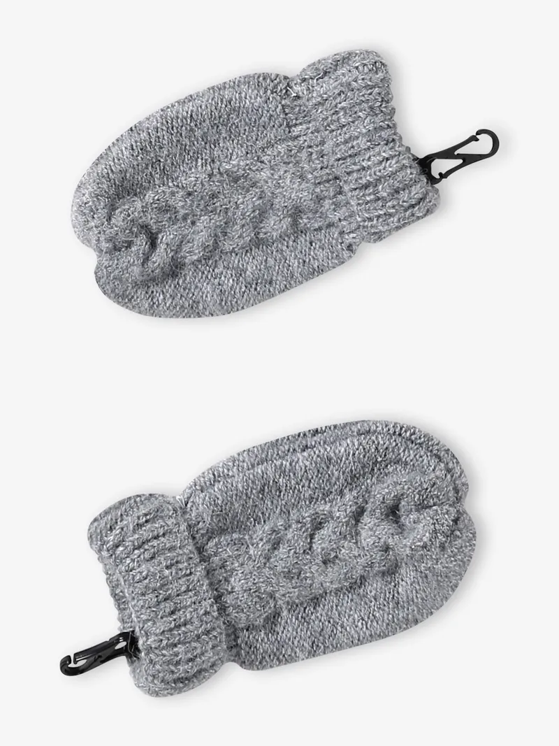 Vertbaudet Baby-Set aus Mütze mit Ohrklappen, Grau meliert, – Produktbild 3 von 4