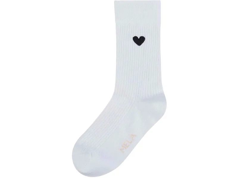 MELA MELA Gerippte Socken Stickerei 1er Pack, Weiss / schwarzes herz, – Produktbild 1 von 3