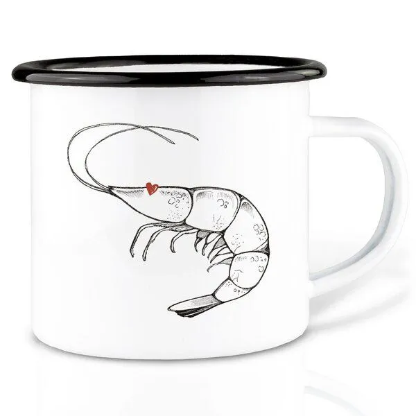 LIGARTI Emaille Tasse – Garnelen Liebe – LIGARTI Tiermanufaktur – Produktbild 1 von 4