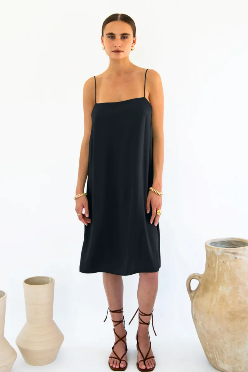 Neu Nomads Neu Nomads Damen vegan Slip Dress Julianne Boxy Schwarz, Schwarz, – Produktbild 2 von 2