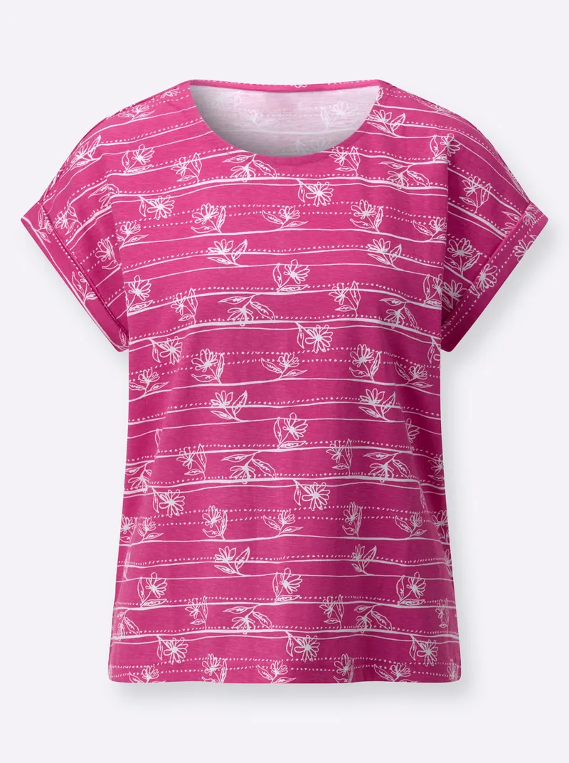 Witt Shirt fuchsia-weiß-bedruckt, Fuchsia-weiß-bedruckt, – Produktbild 1 von 2