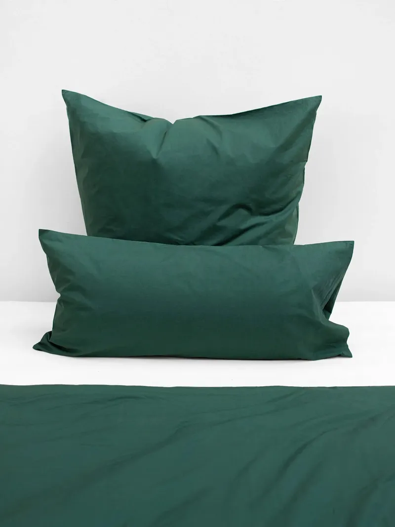 erlich textil erlich textil Fred Kopfkissenbezug aus weicher Bio-Baumwolle, made in Europe, Waldgrün, – Produktbild 1 von 7