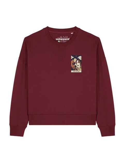 watapparel watapparel Sweatshirt Frauen Tarot The Lovers, Burgundy, – Produktbild 1 von 2
