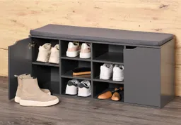 Kesper Kesper Schuhschrank mit Sitzkissen & 2 Türen, ca. 103 x 48 x 30,5 cm - Grau – Produktbild 1 von 1
