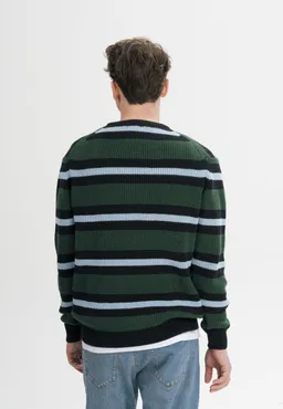 MELA MELA Herren vegan Strickpullover Ravi Forest Gestreift – Produktbild 1 von 1