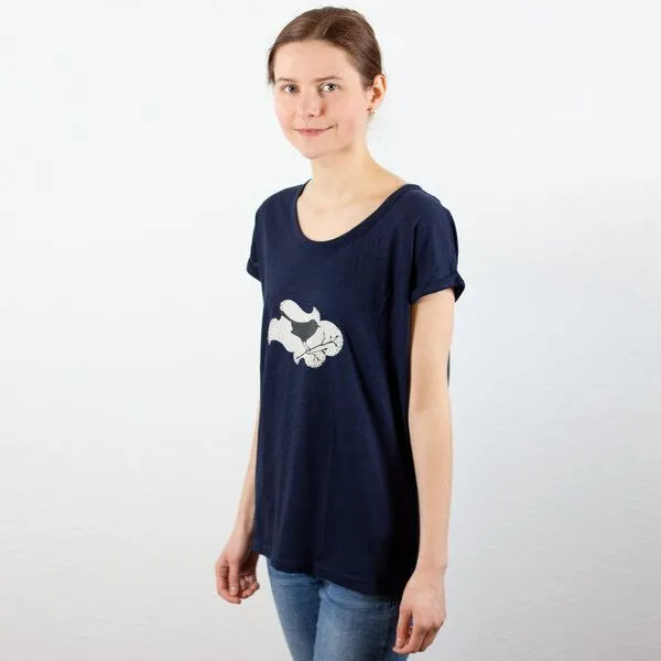 Spangeltangel Spangeltangel Damenshirt "Vogelfreund", T-Shirt, gedrucktes Tier-Motiv, für Frauen, Natur, Mode, nachhaltig, Blau, – Produktbild 1 von 3