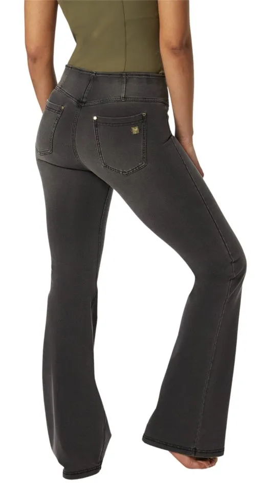 Freddy Freddy Schlaghose NOWY11MF401ORG, N.O.W. Hose aus Jersey Denim mit mittlerem Taillenbund betonter Po, Grau|schwarz, – Produktbild 3 von 4