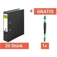 20 x Ordner "Economy" Rückenbreite 8 cm, DIN A4 + GRATIS Schneider Tintenroller "BREEZE" – Produktbild 1 von 1