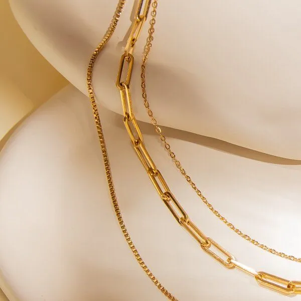 ELEKTROPULLI ELEKTROPULLI 3 Layer Kette 36/42/47 cm, Gold, – Produktbild 3 von 4