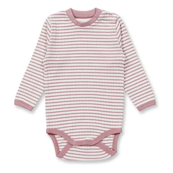 Sense Organics sense-organics Baby Body geringelt, Modell YVON, Altrosa-weiß geringelt, – Produktbild 1 von 4
