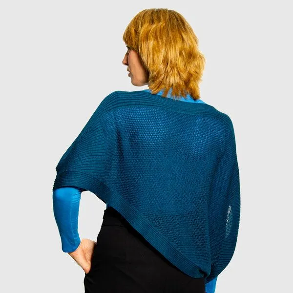 LANARTO slow fashion LANARTO slow fashion Poncho Cape aus mulesingfreier Merinowolle in edlen Farben, Blau, – Produktbild 3 von 4