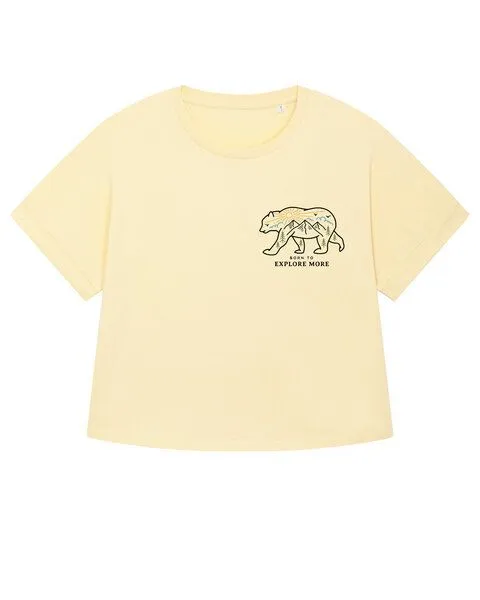 watapparel watapparel Oversize T-Shirt Frauen Born to explore more, Butter, – Produktbild 1 von 4