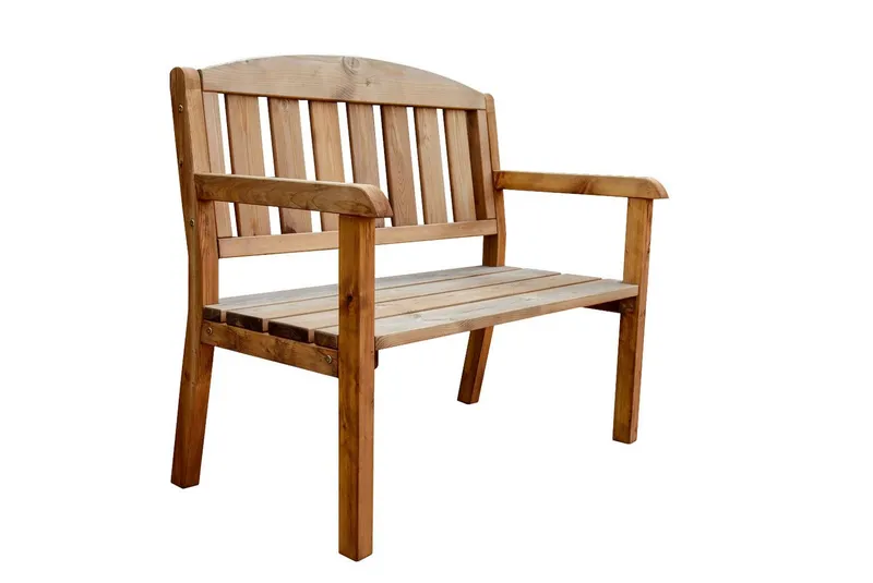 Mega-Holz Gartenbank Gartenbank Holz mit Rückenlehne ZWEISAM 110 x 63 x 97 cm aus FSC-Holz, Massive Holzbank für Garten, Balkon und Terrasse, Braun, – Produktbild 2 von 3