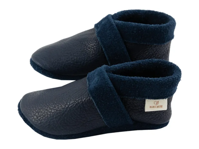 HANS NATUR Baby und Kinder Hausschuhe Krabbelschuhe Ecopell Leder blau Gr. 30/31, Blau, – Produktbild 1 von 2