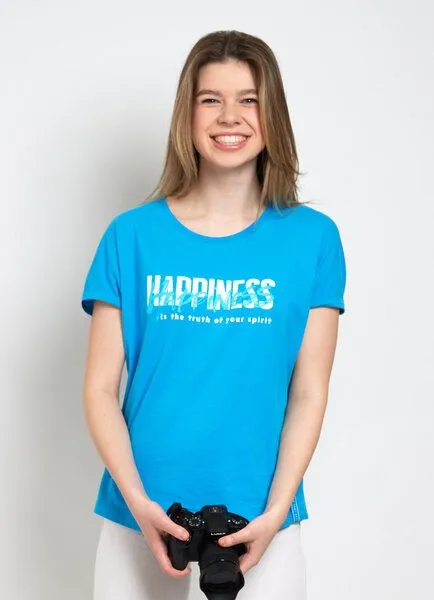 SPARKLES OF LIGHT SPARKLES OF LIGHT Boxy Shirt | HAPPINESS, Blau, – Produktbild 1 von 3