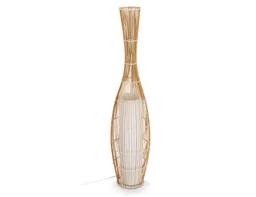 hofstein Stehlampe »Archi« Stehleuchte Vintage Bodenleuchte aus Bambus/Stoff, Natur/Weiß, ohne Leuchtmittel, Ø18cm, E27, im Boho-Style mit Fußschalter am Kabel – Produktbild 1 von 1