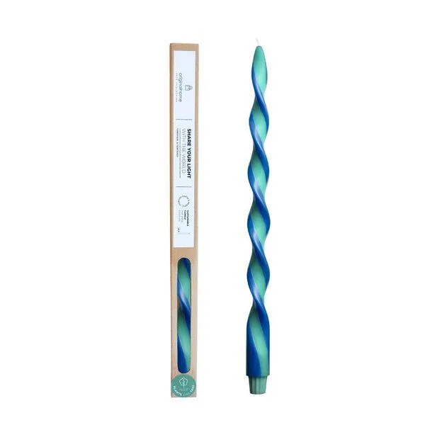Originalhome Originalhome Gedrehte Duo Kerze für bewusste Geschenke - paraffinfrei & vegan., Blau (sea), – Produktbild 1 von 4