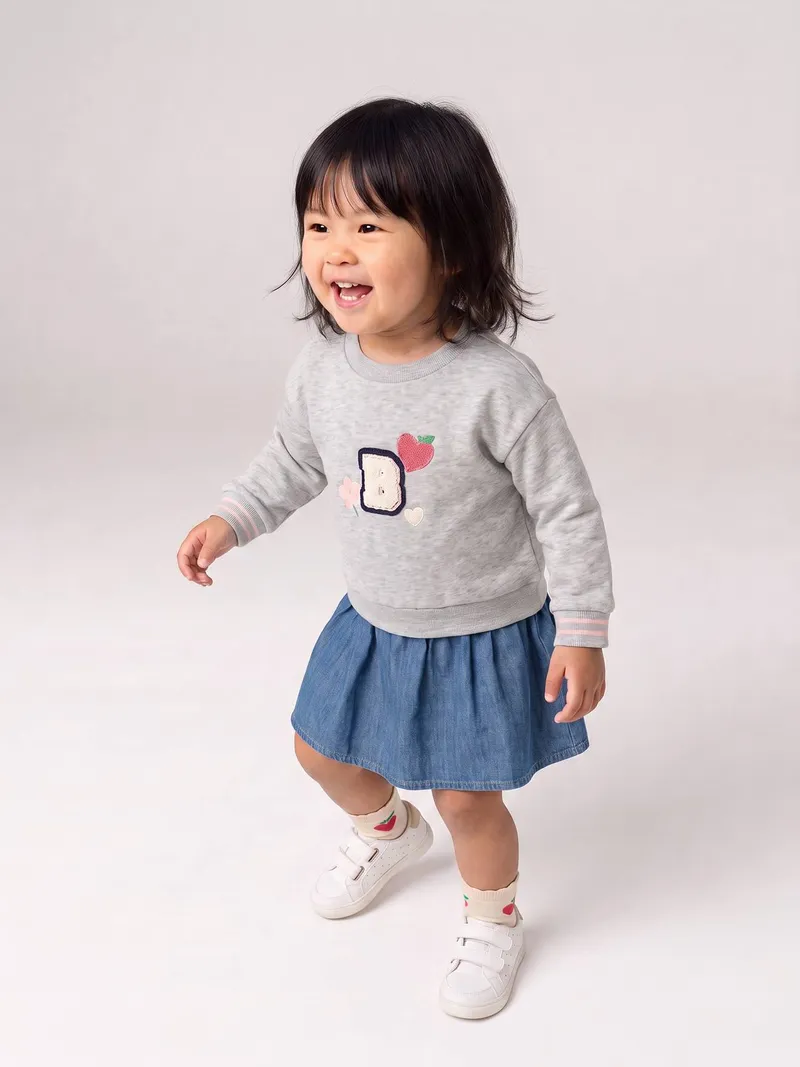 Vertbaudet Vertbaudet Kleid mit Druckknopföffnung hinten Baby, Blue stone, – Produktbild 3 von 4