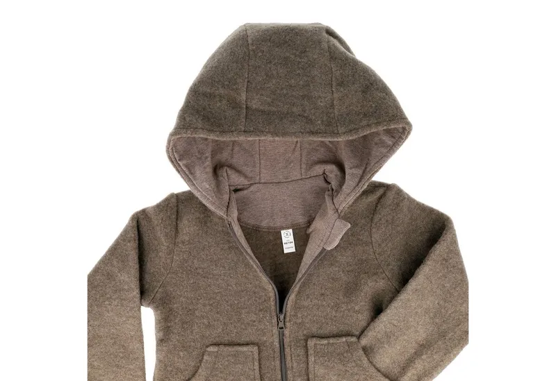 Maximo Maximo Fleecejacke Jacke Wollfleece, Kapuze, Reißverschluss, Jerseyfutter (1-St) Wollfleece, Braun, – Produktbild 2 von 3