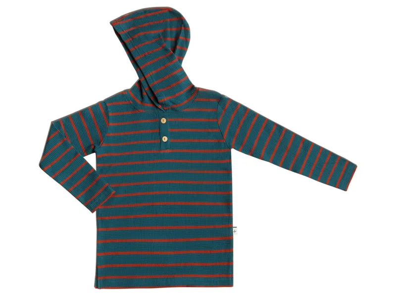 Leela Cotton Leela Cotton Baby und Kinder Shirt mit Kapuze Piqué Waldstreifen, Grün, – Produktbild 2 von 2