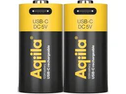Aqiila Aqiila Akku-Batterie zum Wiederaufladen über USB-C, CR123A, 3V, 750 mAh, 2 Stk. – Produktbild 1 von 1