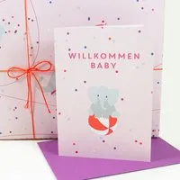 Bow & Hummingbird Bow & Hummingbird Grußkarte Willkommen Baby (Elefant) – Produktbild 1 von 1
