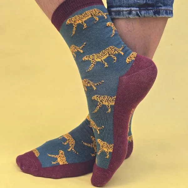 Fräulein Prusselise Fräulein Prusselise Gepard Socke, petrol, gelb , bunt, Leopard – Produktbild 3 von 3