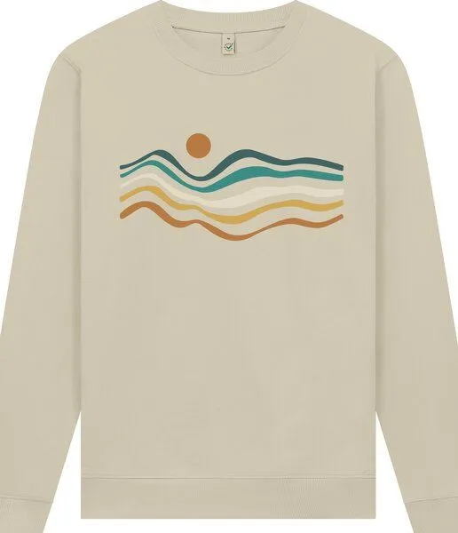Spreecult Spreecult Retro Sunset - Unisex Sweatshirt - Bio und Fair - Natur Nacht Berge Wasser, Natural, – Produktbild 1 von 4