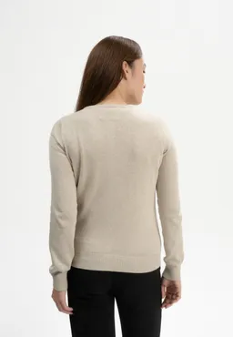 MELA MELA Damen vegan Strickjacke Fine Nameen Pebble Melange Beige – Produktbild 1 von 1