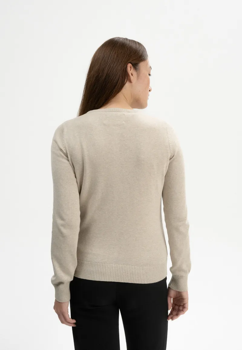 MELA MELA Damen vegan Strickjacke Fine Nameen Pebble Melange Beige, Beige, – Produktbild 1 von 2