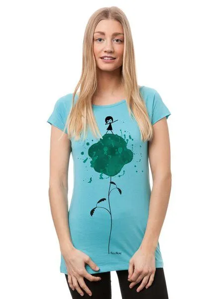 FellHerz FellHerz Damen T-Shirt Dance, Blau, – Produktbild 4 von 5