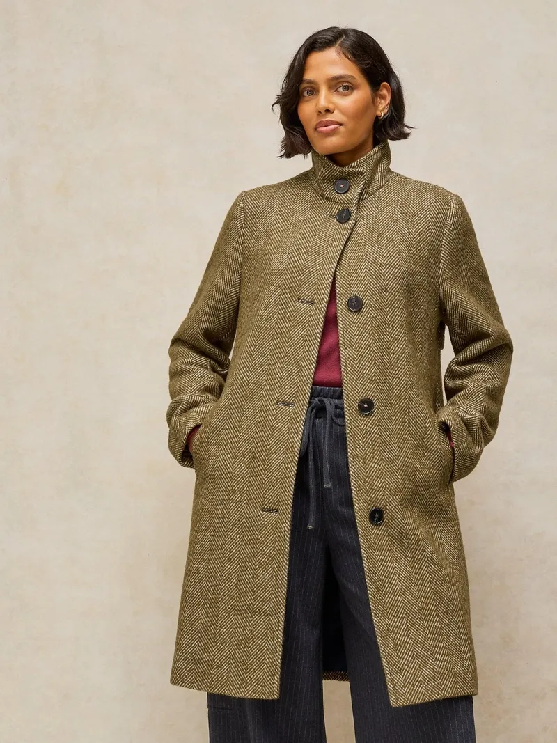 White Stuff Mantel Kaia in Tweed-Optik - 36/R, Grün multi, – Produktbild 1 von 4