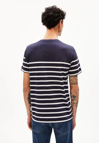 ARMEDANGELS ARMEDANGELS AADROS STRIPES - Herren T-Shirt Regular Fit aus Bio-Baumwolle, Night sky-oatmilk, – Produktbild 2 von 4