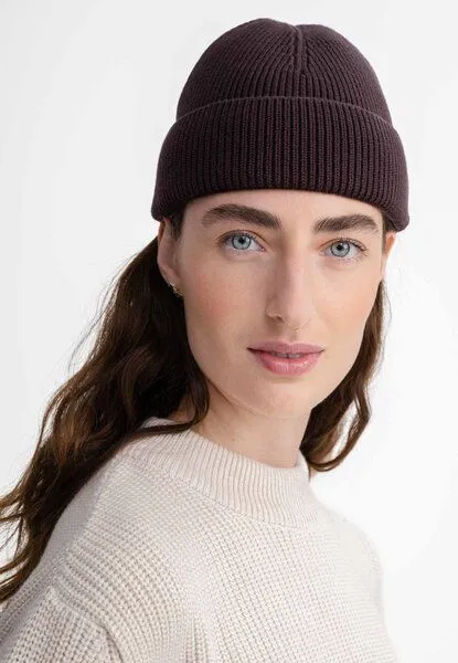 MELA MELA Rippstrick Mütze Style KALI aus 100% Bio-Baumwolle, Dunkelbraun, – Produktbild 4 von 4