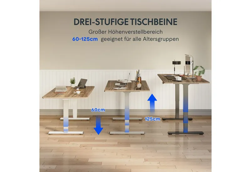 Flexispot Flexispot Schreibtisch Elektrisch Höhenverstellbarer Schreibtisch EC5 LITE mit Dualmotor (25MM einteiliger Tischplatte & 3-fach Teleskop, 4 Speicherhöhen & Antikollisionssystem), 120x80/140x80/160x80/180x80, Schwarz | walnussbraun, – Produktbild 4 von 5